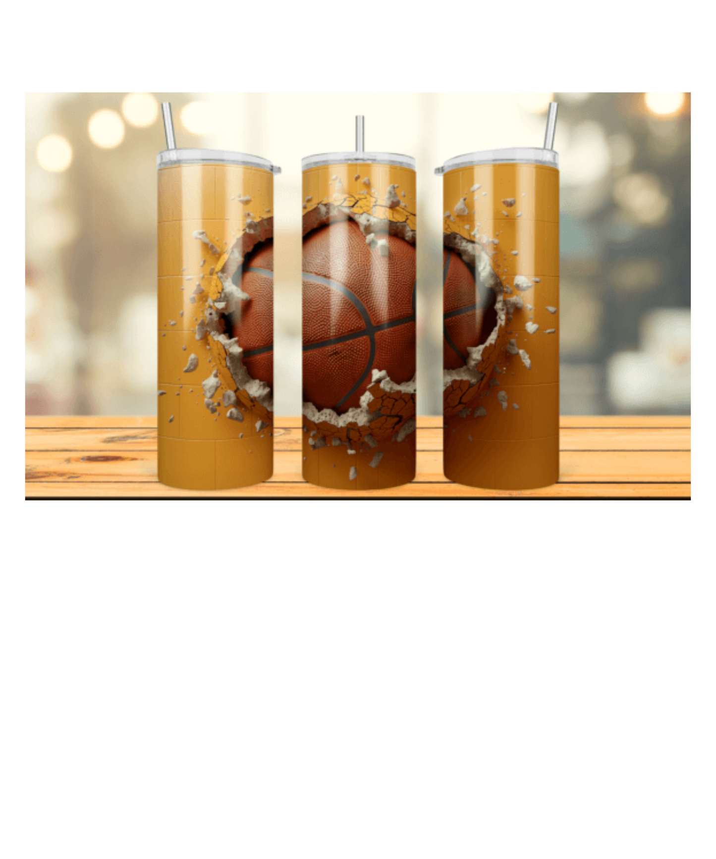 Orange 3D Basketball Hole in a Wall Tumbler