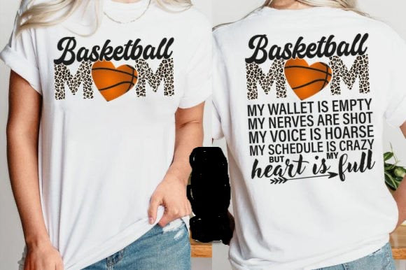 Basketball Mom Black & White Print T-Shirt