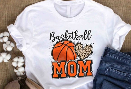 Basketball Mom Leopard Print Short Sleeve T- Shirt